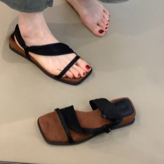 Damen modische Sandalen mit eleganten Riemen und attraktiven Leopardenmuster EB