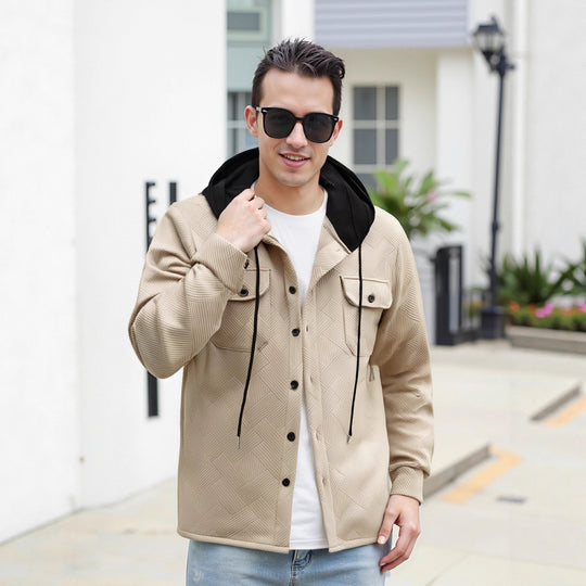Herren modische Hybrid-Jacke mit abnehmbarer Kapuze und praktischen Taschen EB