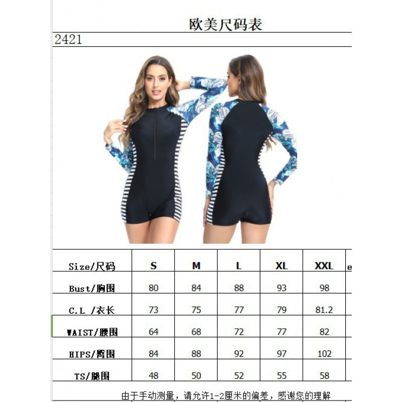 Damen Surfanzug mit langärmeligem Design und floralem Muster EB