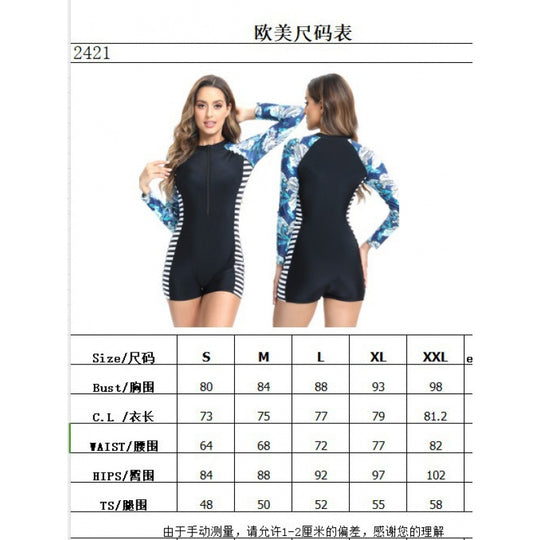 Damen Surfanzug mit langärmeligem Design und floralem Muster EB
