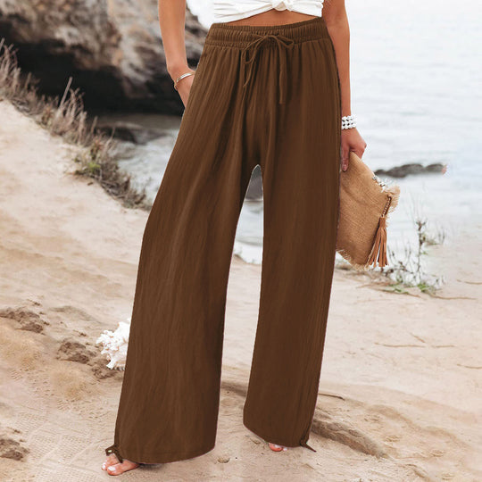 Damen Weite hose mit elastischem Bund und praktischen Taschen EB