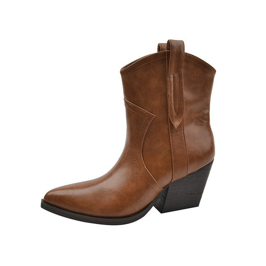 Damen modische Ankle Boots im eleganten Look mit spitzem Zehenbereich EB