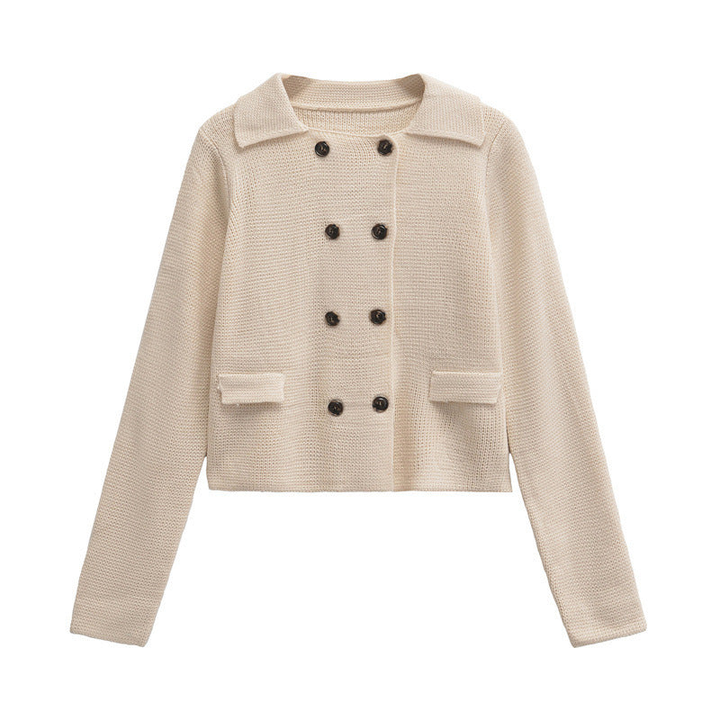 Damen elegante Kurzjacke mit doppelt knöpfbarem Verschluss und Taschen EB