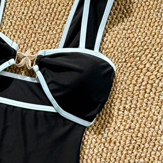 Damen Eleganter Einteiler Badeanzug mit kunstvollen Cut-Out-Details EB