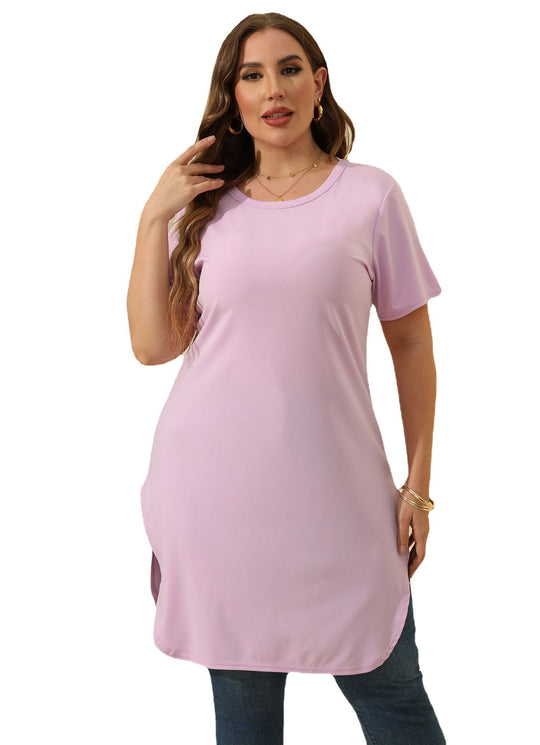 Damen modernes Kurzarm-Tunika-Kleid EB