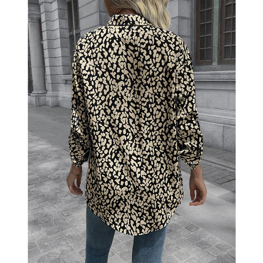 Damen luftiges Blusenshirt mit Animal-Print und bequemen Schnitt EB