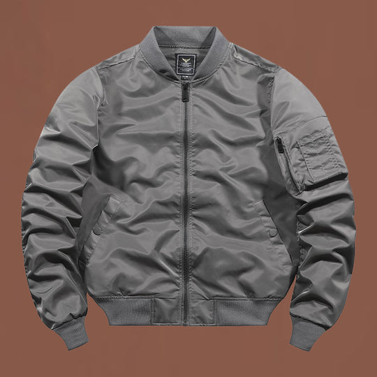Herren  leichter Nylon-Bomber mit Ärmeltasche, Reißverschluss und gerippten Bündchen EB