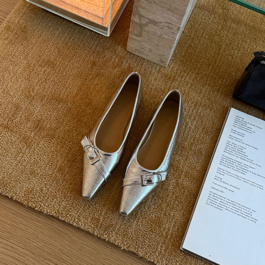 Damen Elegante Pumps mit modischer Schnalle und feinem Leder EB