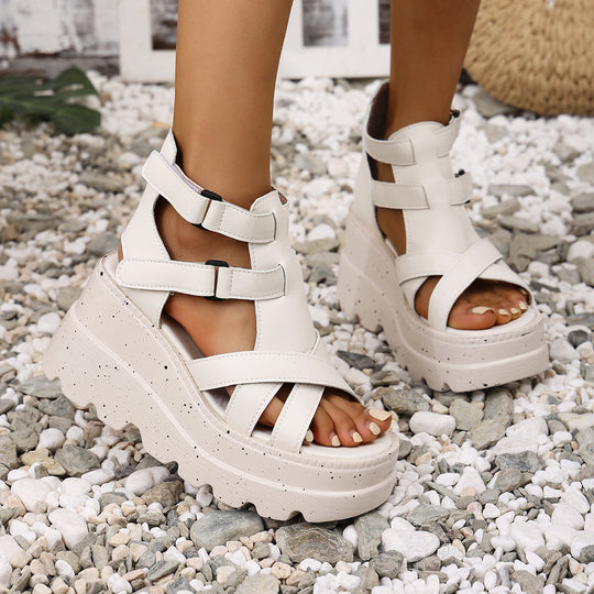 Damen Wedge-Sandalen mit verstellbaren Riemen und komfortablem Fußbett EB