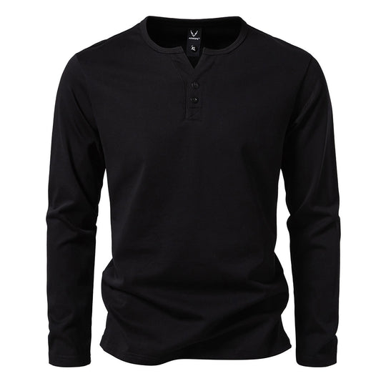 Herren nan langärmeliges Henleyshirt mit Knopfleiste, Rundhalsausschnitt und schlanker Passform EB