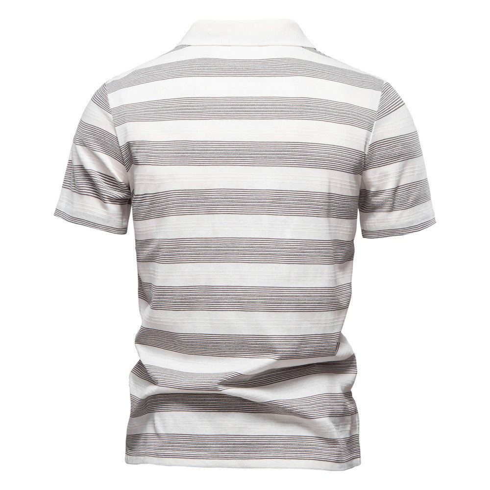 Herren Polo-Shirt mit stylischem V-Ausschnitt und modernem Streifenmuster EB