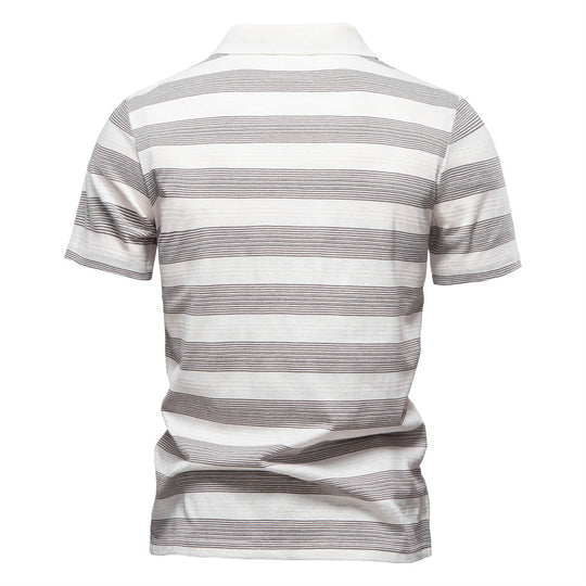 Herren Polo-Shirt mit stylischem V-Ausschnitt und modernem Streifenmuster EB