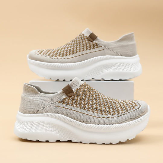 Damen Leichte und atmungsaktive Slip-On Sneakers mit elastischem Schaft EB