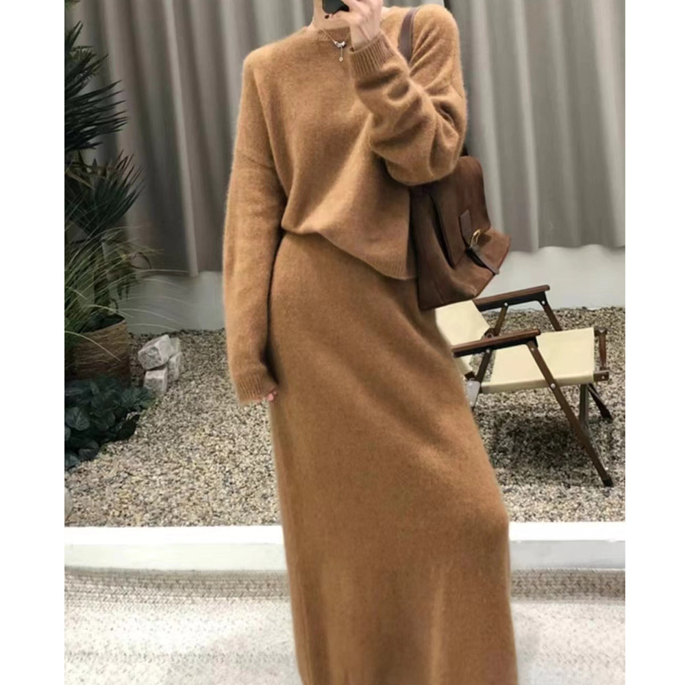 Damen Elegantes Maxikleid mit weichem Strickmaterial und lässigem Schnitt EB