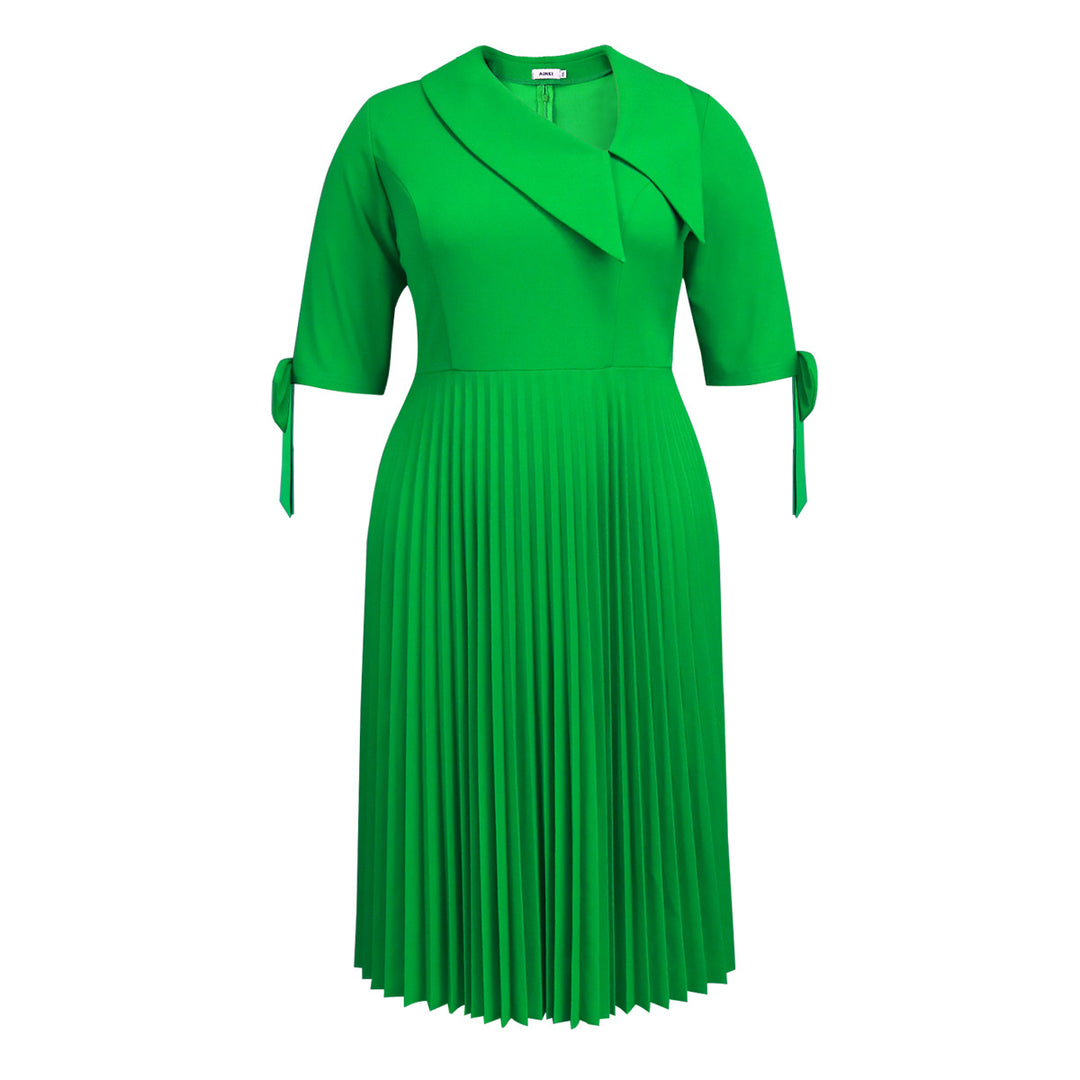 Damen Falten Kleid mit eleganter Kragen- und Ärmelgestaltung EB