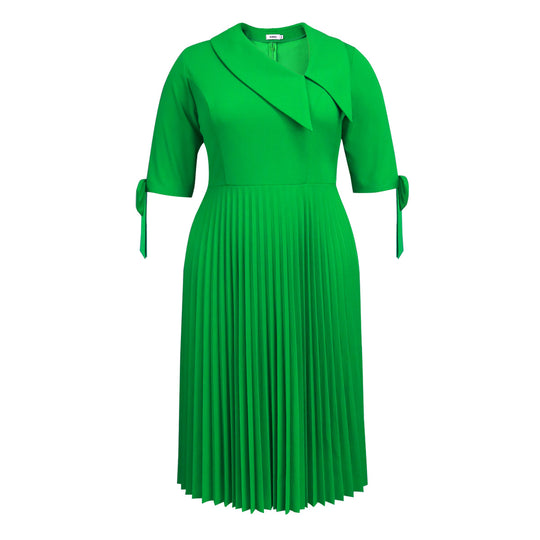 Damen Falten Kleid mit eleganter Kragen- und Ärmelgestaltung EB