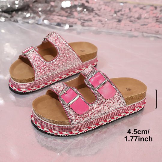 Damen Plateausandalen mit dekorativem Riemendesign und ergonomischem Fußbett EB