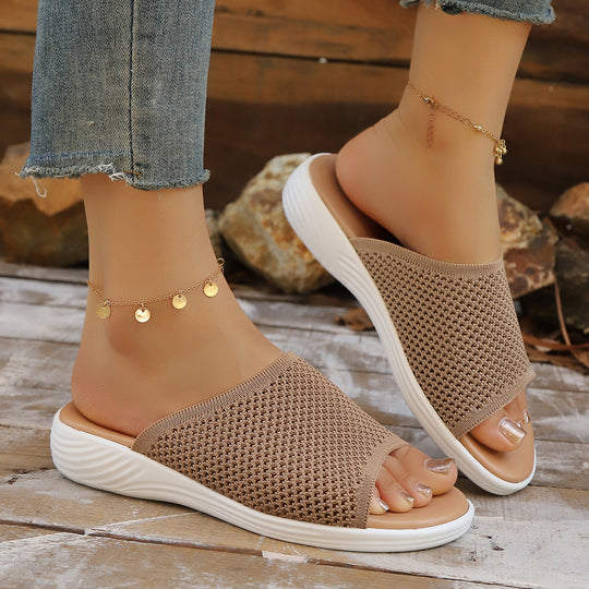Damen Bequeme Mesh-Pantoletten mit rutschfester Sohle EB