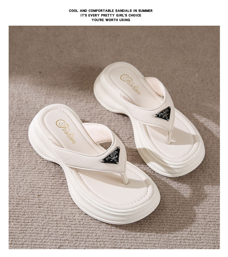 Damen Komfortable Badesandalen mit modischem Absatz und funkelndem Detail EB
