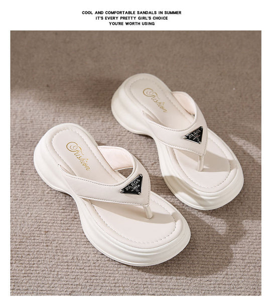 Damen Komfortable Badesandalen mit modischem Absatz und funkelndem Detail EB