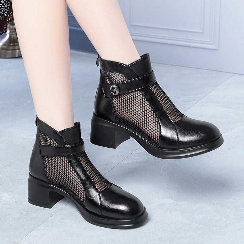 Damen modische Stiefeletten mit stylishem Netzbesatz EB
