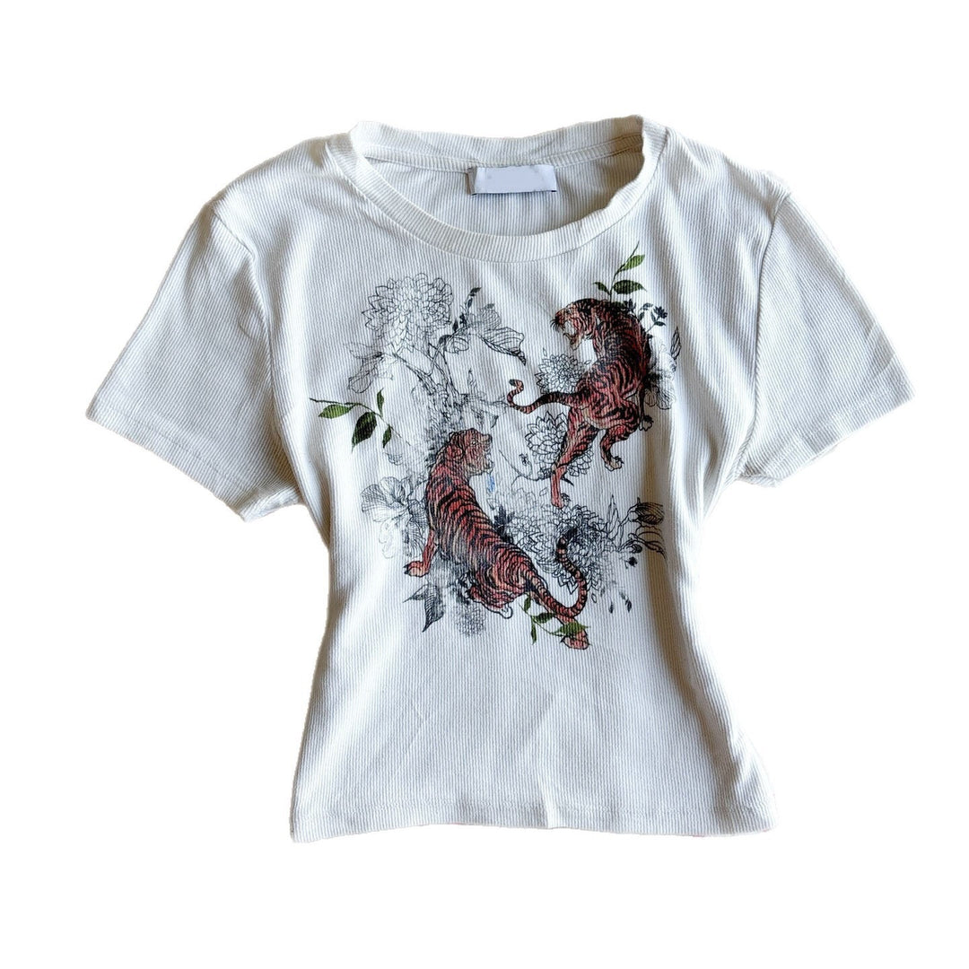 Damen T-Shirt mit kreativem Tigerdesign EB