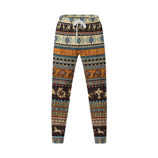 Damen modische und bequeme Leggings im Ethno-Stil mit buntem Muster EB