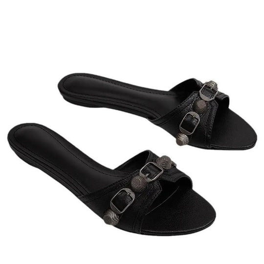 Damen modische Pantoletten mit elegantem Kettendetail EB