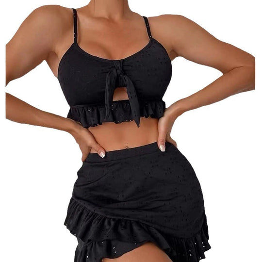 Damen Crop-Top und Rüschenshort Set EB