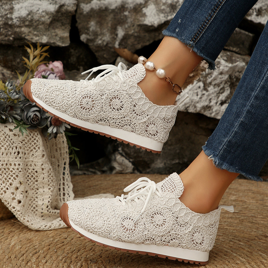 Damen  gestrickte Slip-On Plateau-Sneaker mit atmungsaktivem Obermaterial und gepolstertem Komfortfußbett EB
