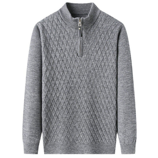 Herren Strickpullover mit modernem Rautenmuster und Reißverschluss EB