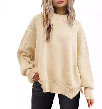 Damen Oversized Strickpullover mit breiten Ärmeln und strukturierter Oberfläche EB