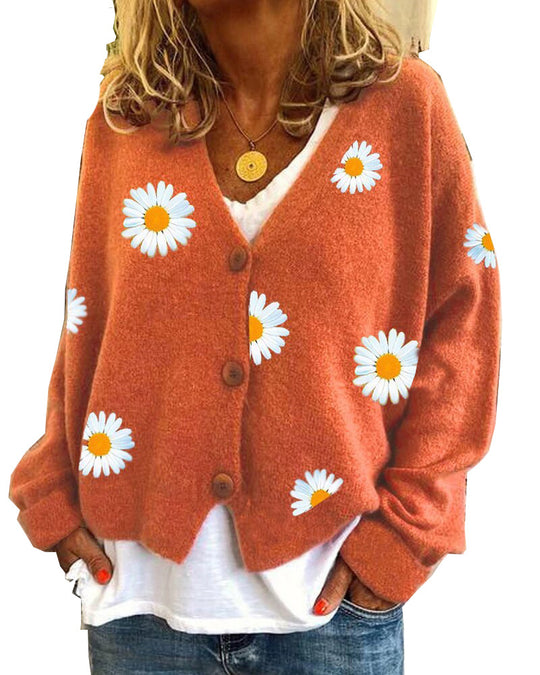 Damen Strickjacke mit floralem Design EB