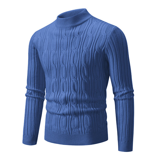Herren Strickpullover mit magnetischem Zopfmuster und hohem Kragen EB