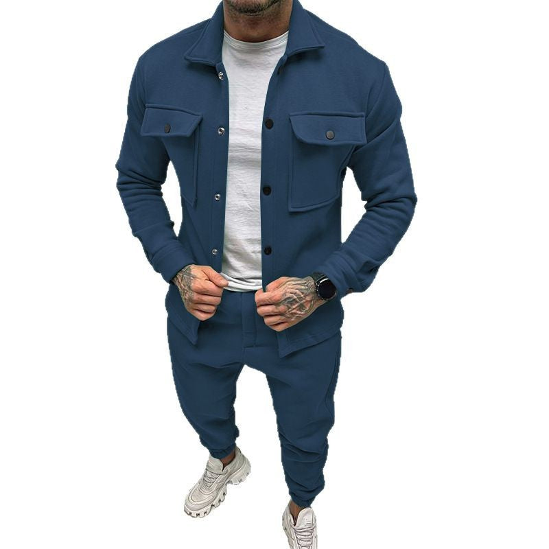 Herren nan Overshirt- und Jogginghose-Set mit aufgesetzten Klappentaschen, ergonomischem Schnitt und elastischem Bund EB