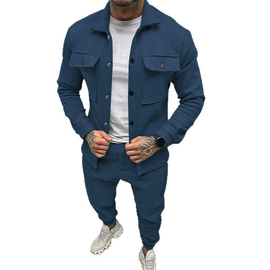 Herren nan Overshirt- und Jogginghose-Set mit aufgesetzten Klappentaschen, ergonomischem Schnitt und elastischem Bund EB