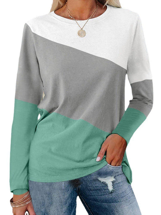 Damen Langärmeliges Oversize-Sweatshirt mit abstraktem Aquarell-Mosaikprint EB