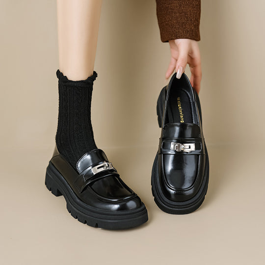 Damen Mokassins mit klobiger Sohle und eleganter Schnalle EB