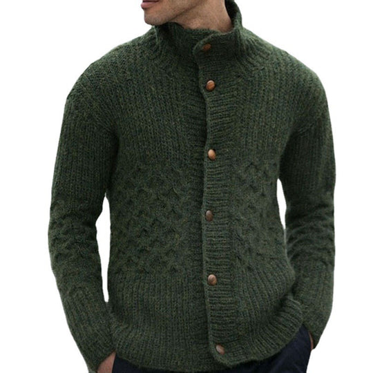 Herren Strickjacke mit dekorativem Zopfmuster und praktischem Stehkragen EB