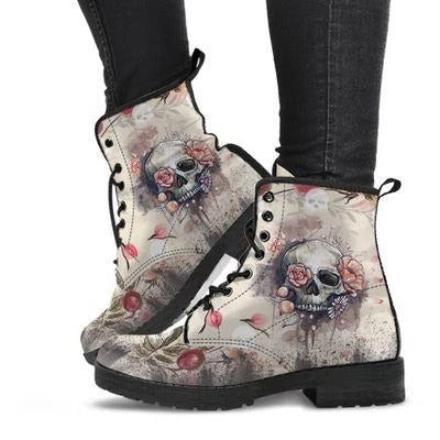 Damen Schnürstiefeletten mit kreativem Totenkopf-Design und robustem Profilsohle EB