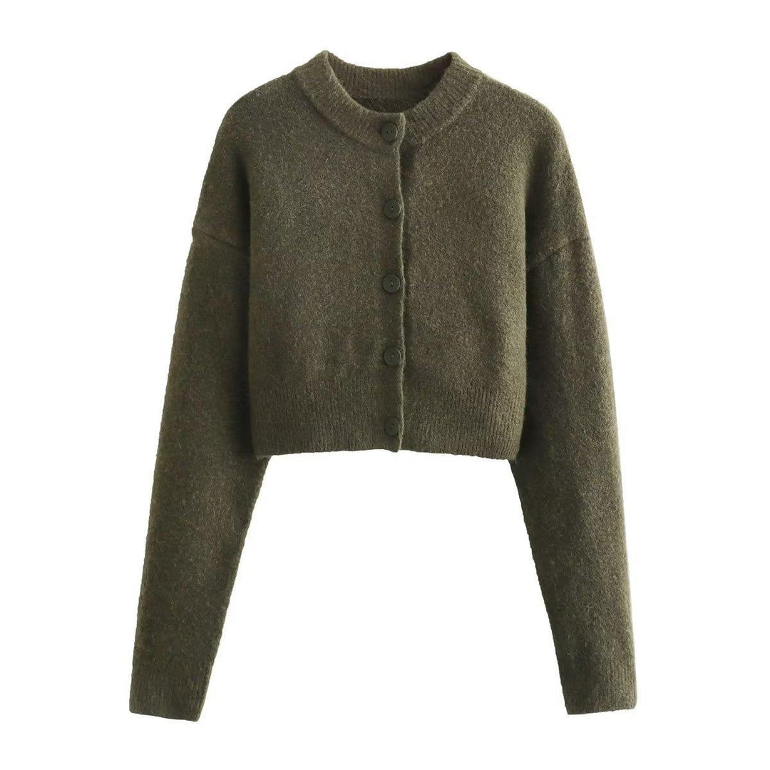 Damen cropped Strickjacke mit modernen Knöpfen EB