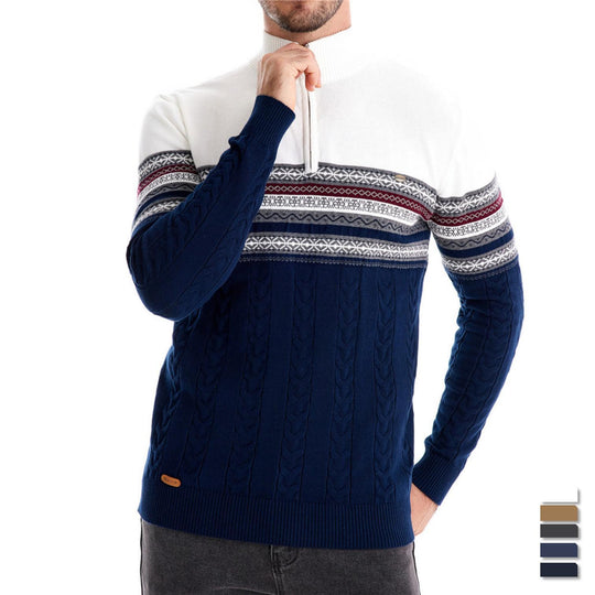 Herren modischer Pullover mit Reißverschluss und strukturiertem Design EB