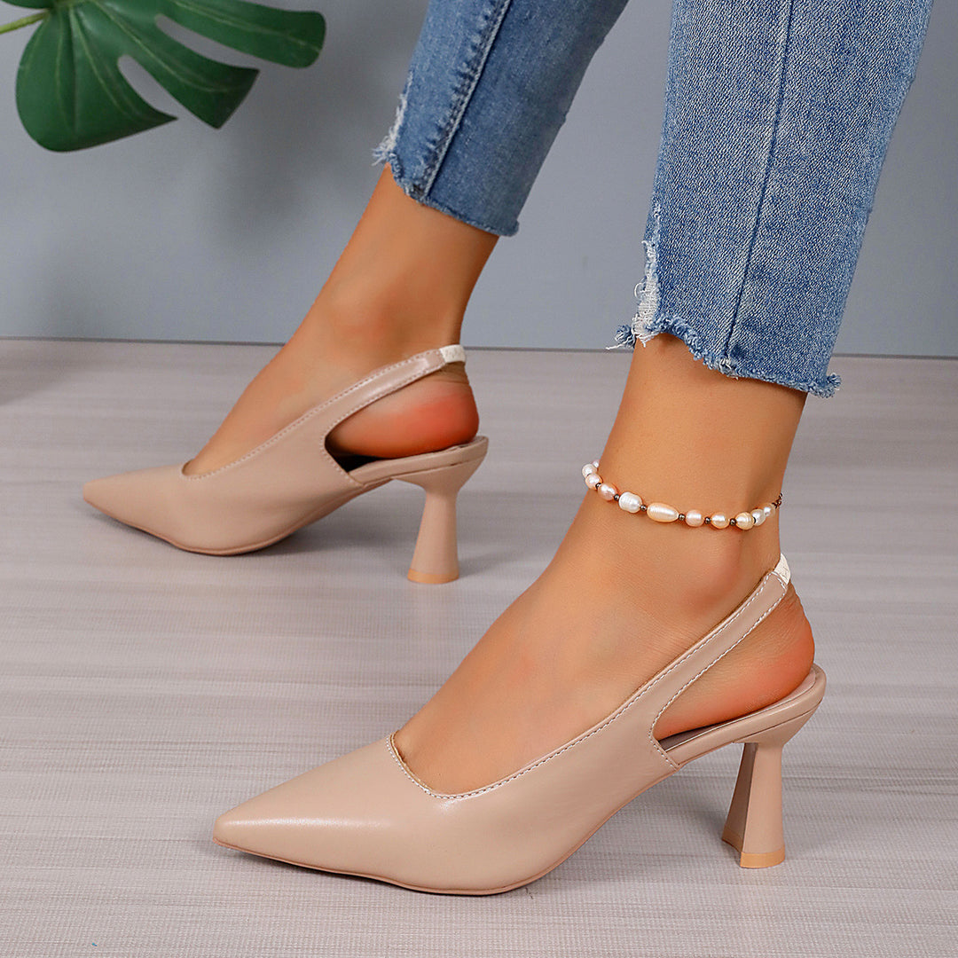 Damen Slingback-Pumps mit elegantem spitzen Design und komfortablem Blockabsatz EB