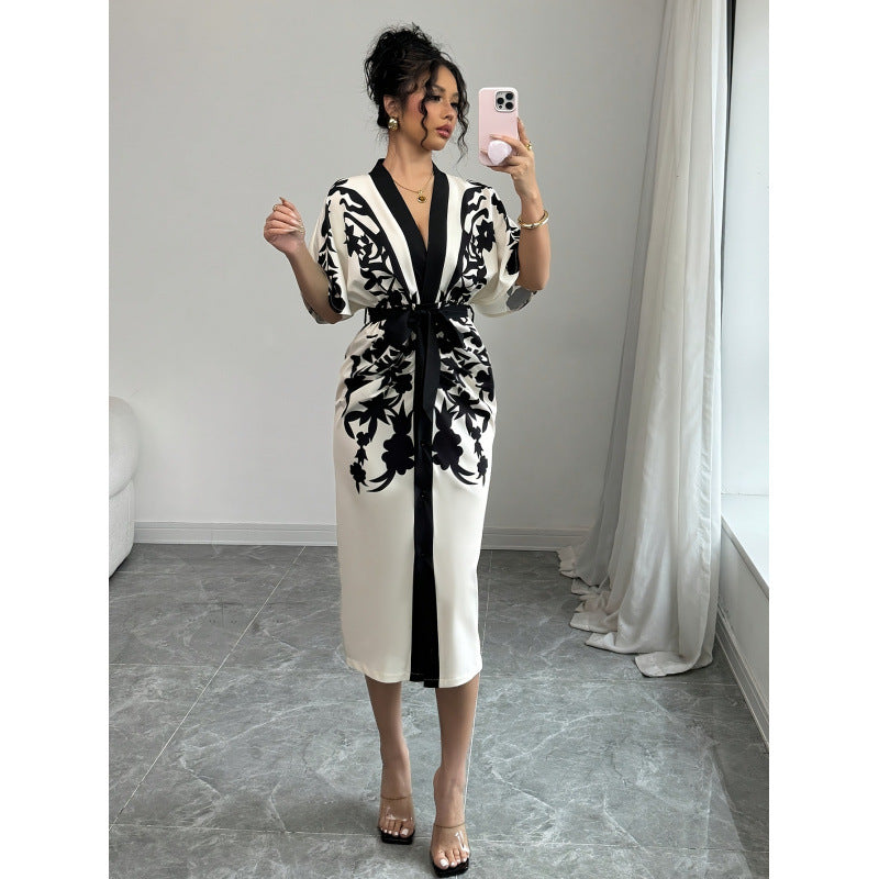 Damen Kimono-Style Kaftan-Kleid EB