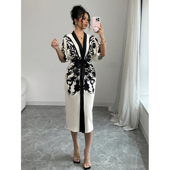 Damen Kimono-Style Kaftan-Kleid EB