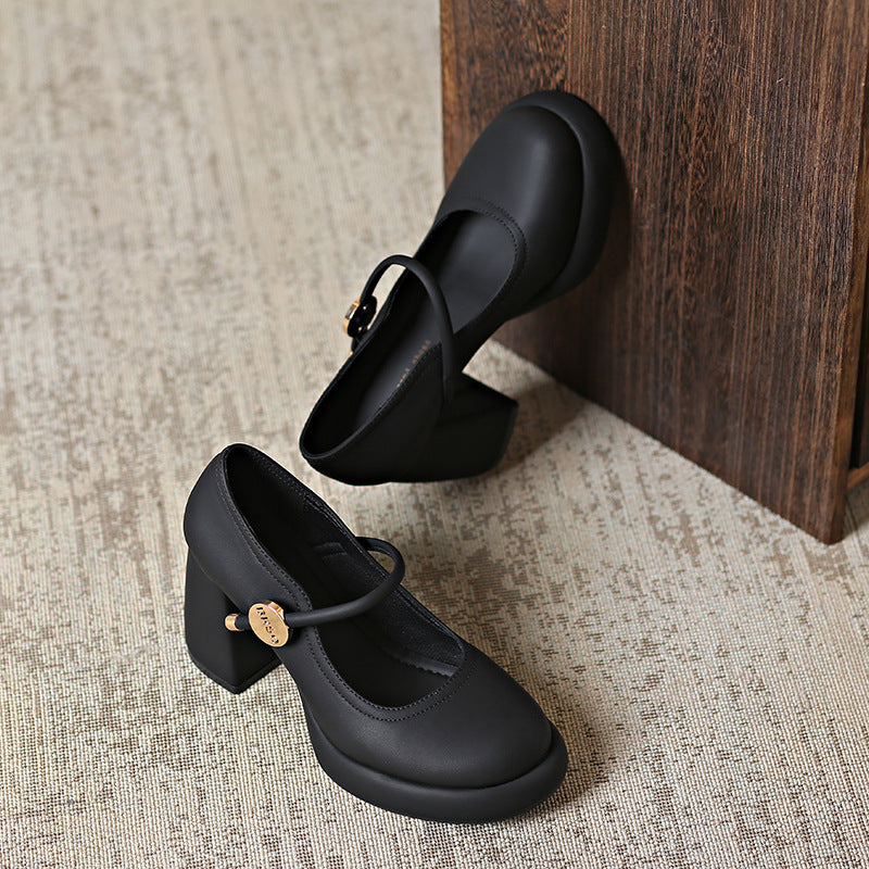 Damen hochhackige Mary Jane Schuhe mit modischem Blockabsatz EB
