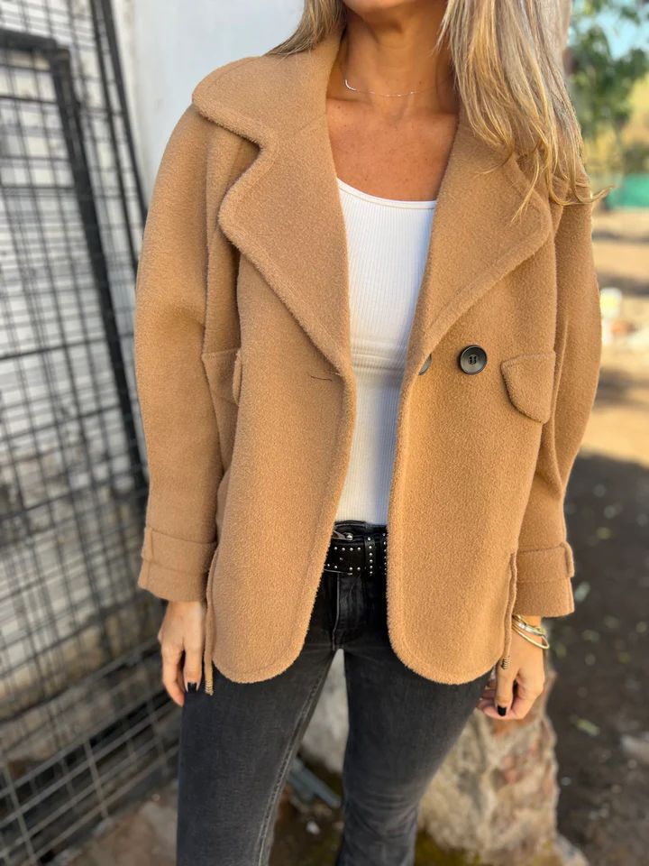 Damen Oversized Nachtjacke aus weichem Wollmix mit praktischen Taschen EB