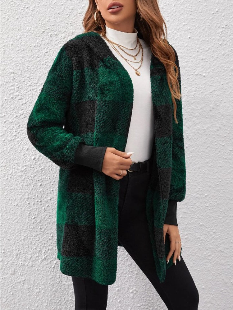 Damen Kuschelige Karojacke mit weichem Material und lässiger Passform EB