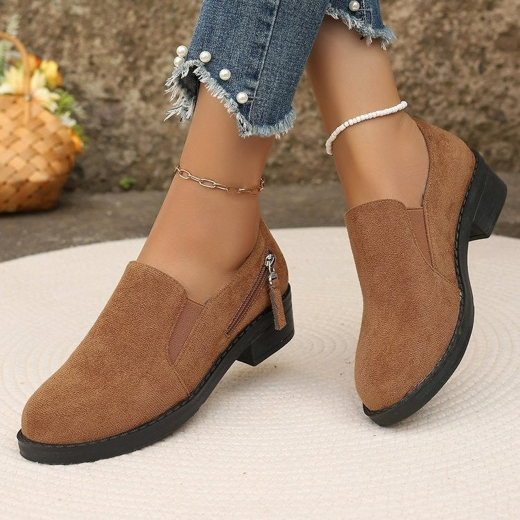 Damen modische Stiefeletten mit seitlichem Reißverschluss und ergonomischer Sohle EB