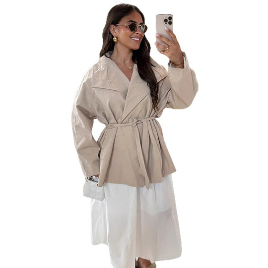 Damen Utility-Jacke mit eleganter Taillierung und abnehmbarem Gürtel EB